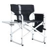 2-piece Padded Folding Outdoor Chair with Side Table and Storage Pockets; Lightweight Oversized Directors Chair for indoor; Outdoor Camping; Picnics a