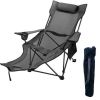 2 in 1 Folding Camping Reclining Chair Portable 330lbs Capacity, Blue