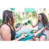 Folding Picnic Table with Umbrella, Aluminum Frame