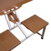 Folding Picnic Table with Umbrella, Aluminum Frame