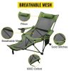 2 in 1 Folding Camping Reclining Chair Portable 330lbs Capacity, Blue