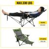 2 in 1 Folding Camping Reclining Chair Portable 330lbs Capacity, Blue