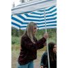 Folding Picnic Table with Umbrella, Aluminum Frame