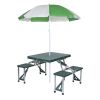 Folding Picnic Table with Umbrella, Aluminum Frame